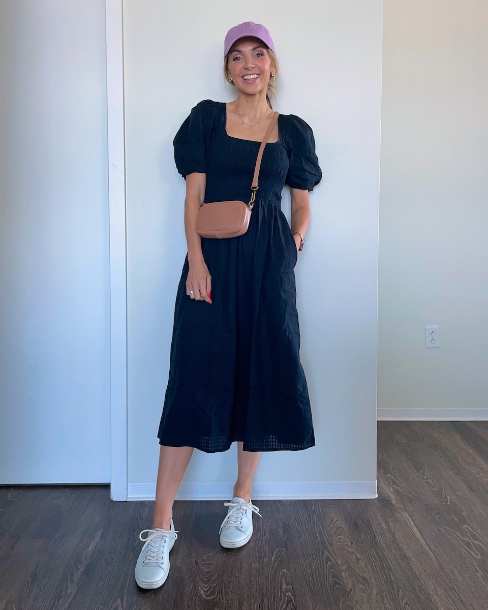 black dress dressed down casual