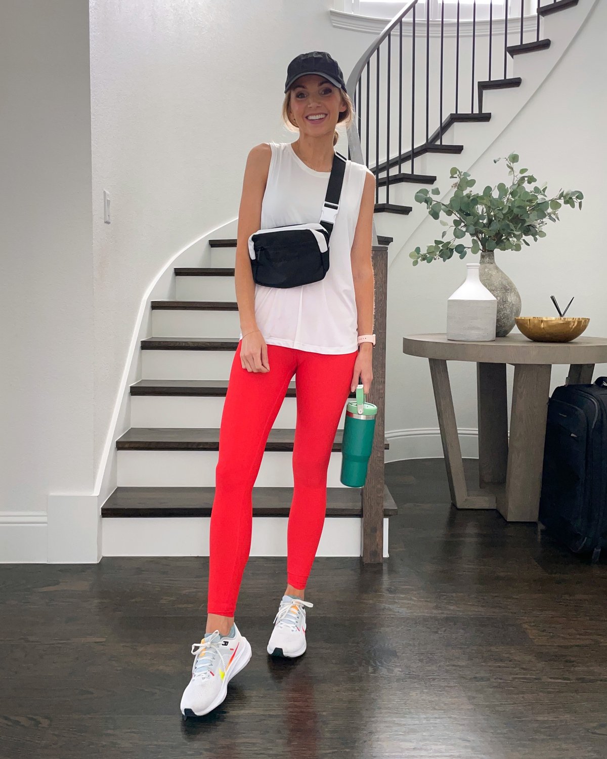 Red Leggings Nike Shoes Workout Tank Belt Bag