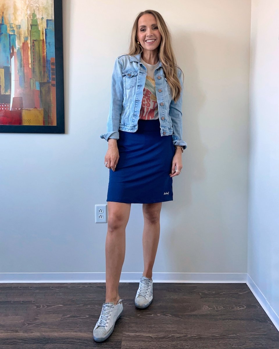 amazon skort with denim jacket