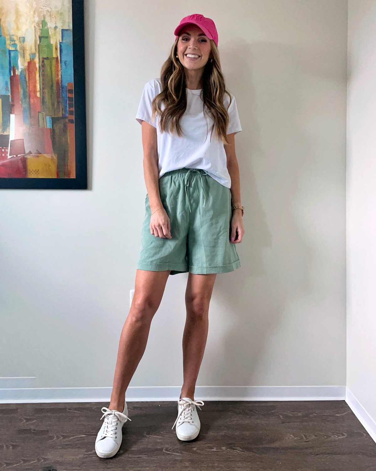 amazon shorts white cuts tee Ecco sneakers baseball hat