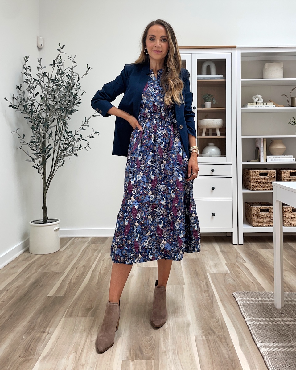 loft dress with blazer