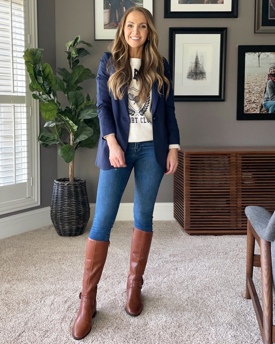 riding boots with blazer