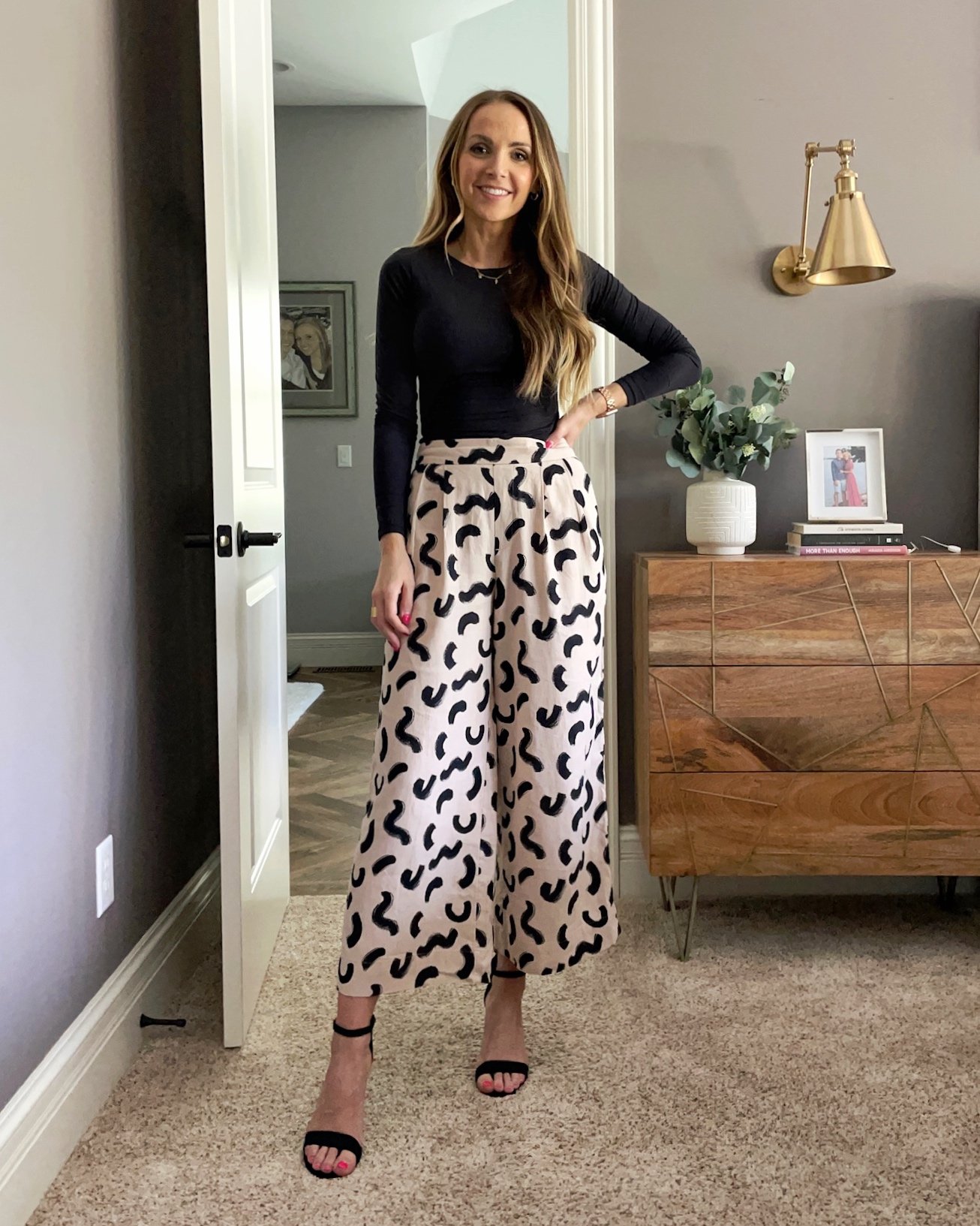 target printed pants puimey body suit