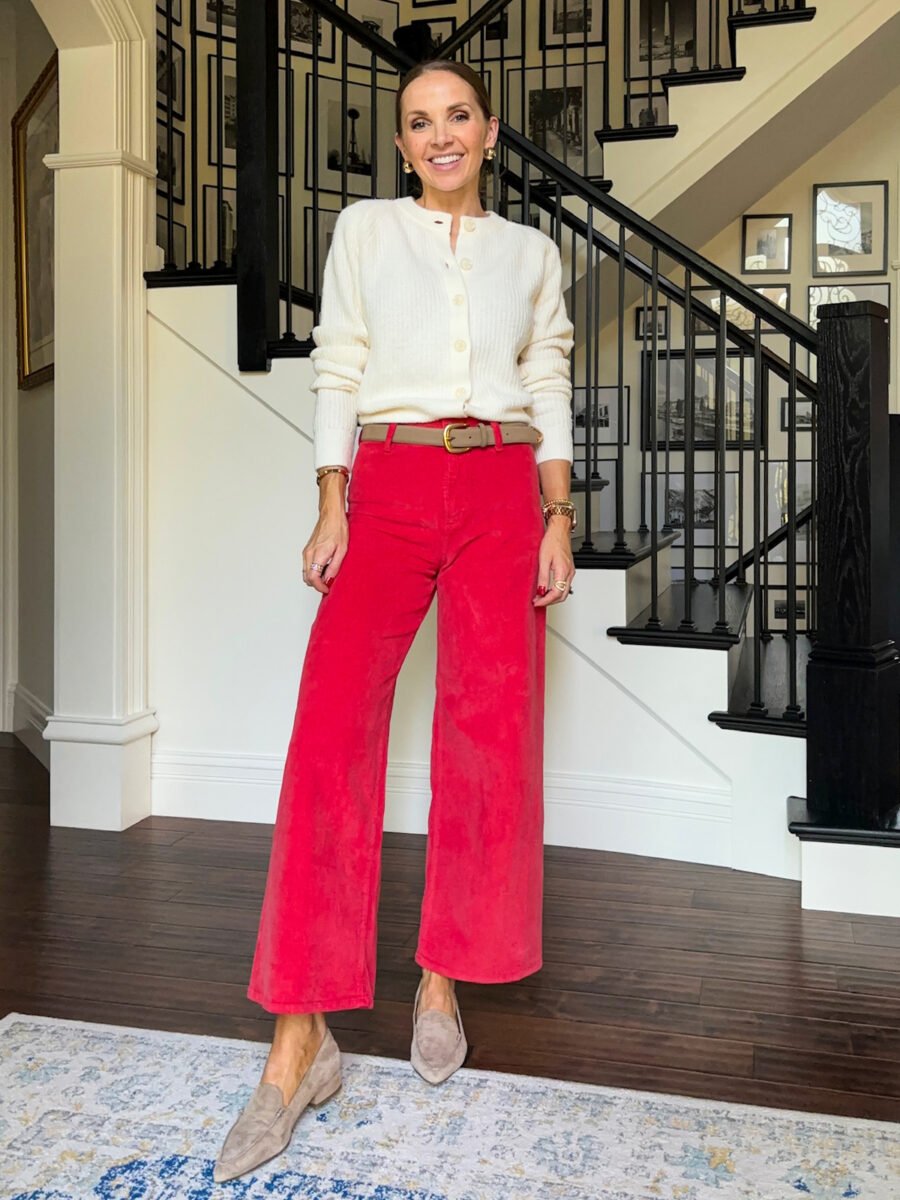 cropped corduroy target pants red