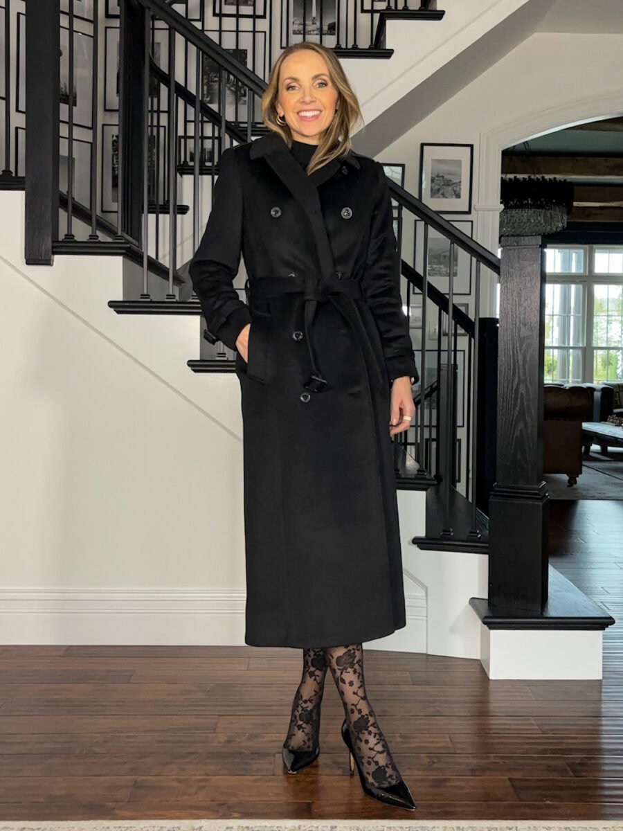 Holiday Essentials from Nordstrom - Bow Embellished sweater dress, rose tights, jimmy choo heels, ralph lauren wool jacket