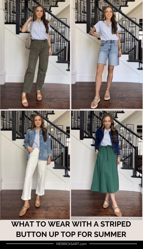 what to wear with a striped button up top